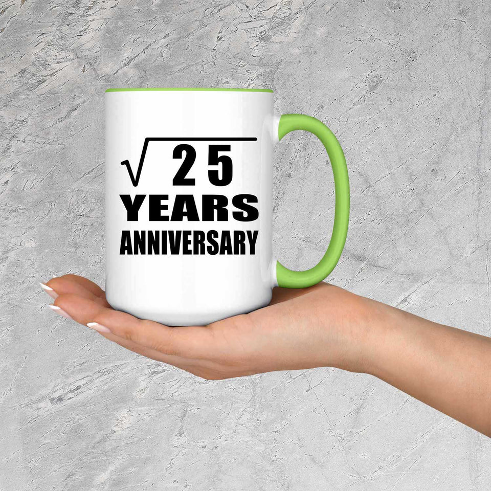 5th Anniversary Square Root of 25 Years Anniversary - 15oz Accent Mug Green