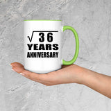 6th Anniversary Square Root of 36 Years Anniversary - 15oz Accent Mug Green