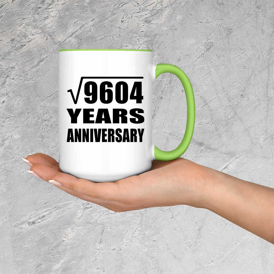 98th Anniversary Square Root of 9604 Years Anniversary - 15oz Accent Mug Green