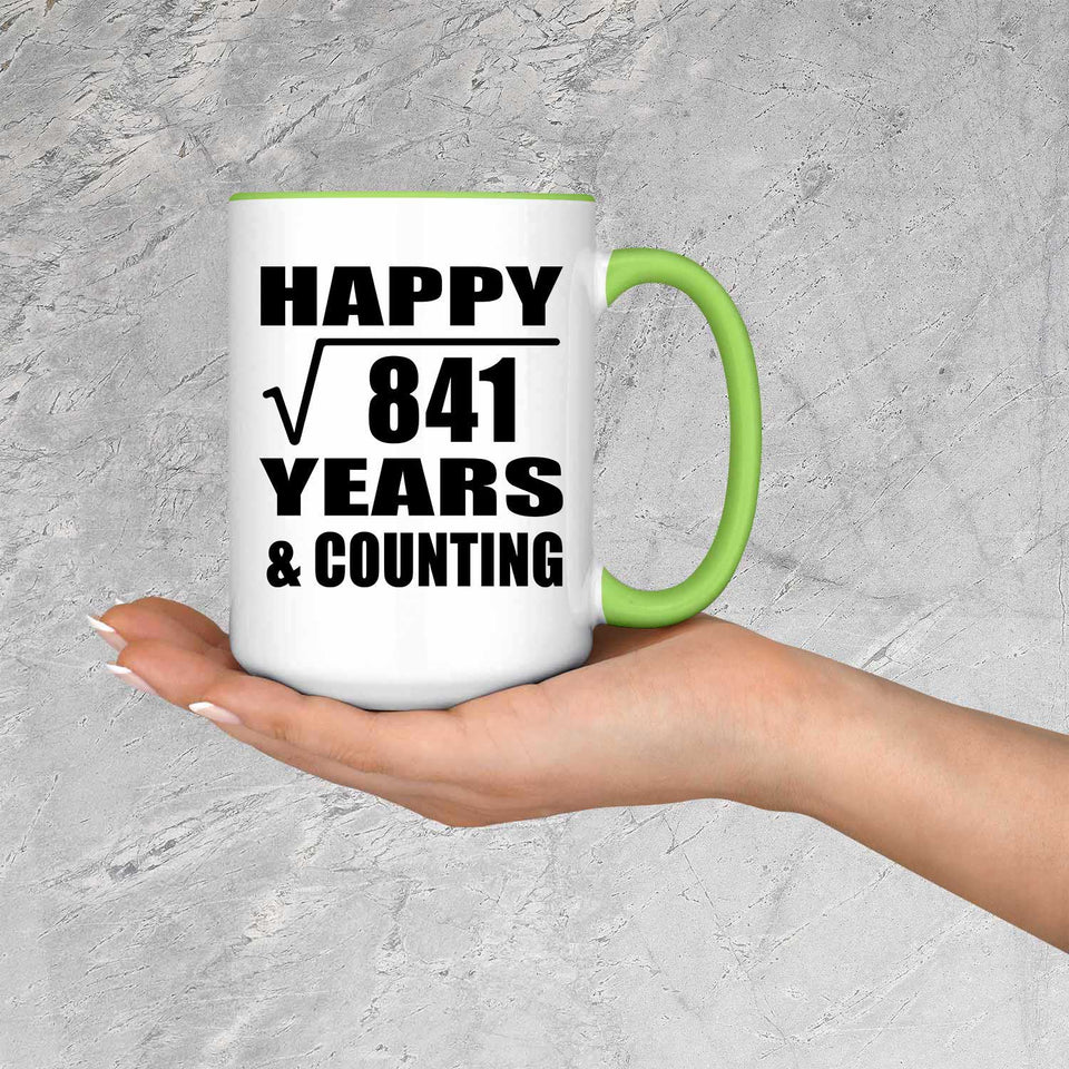 Happy 29th Anniversary Square Root of 841 Years & Counting - 15oz Accent Mug Green