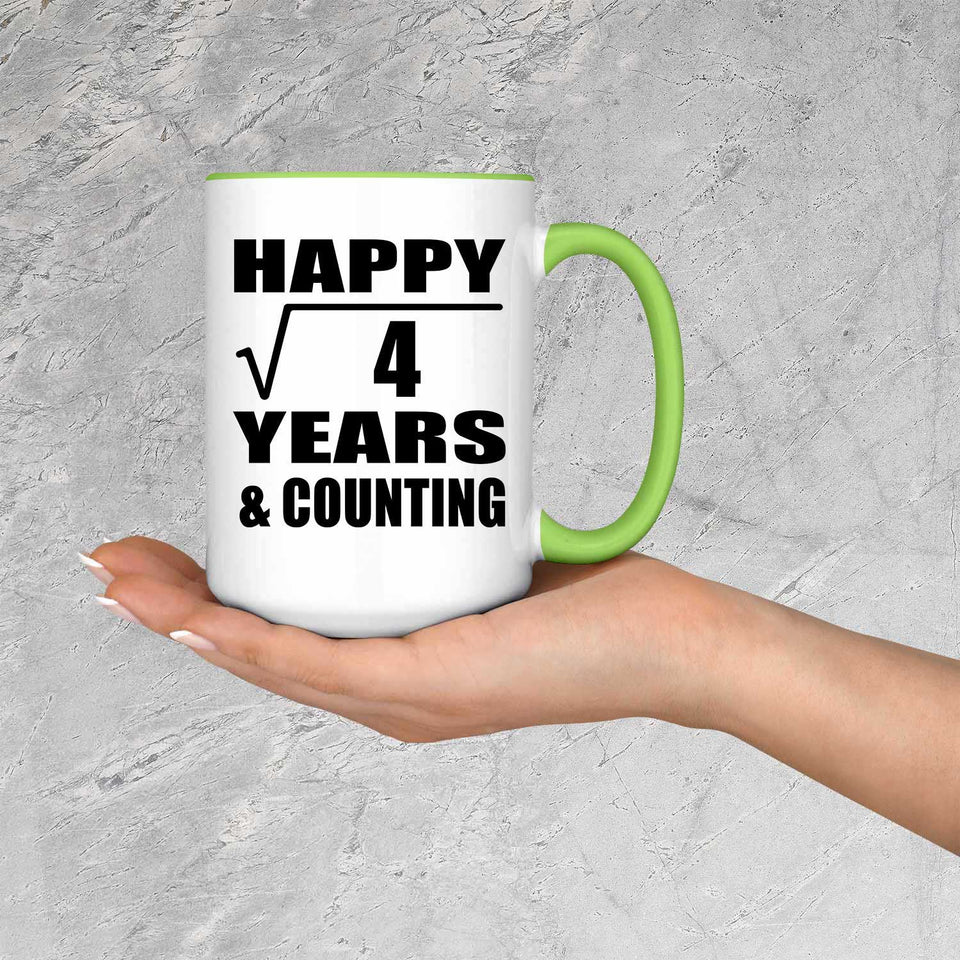 Happy 2nd Anniversary Square Root of 4 Years & Counting - 15oz Accent Mug Green