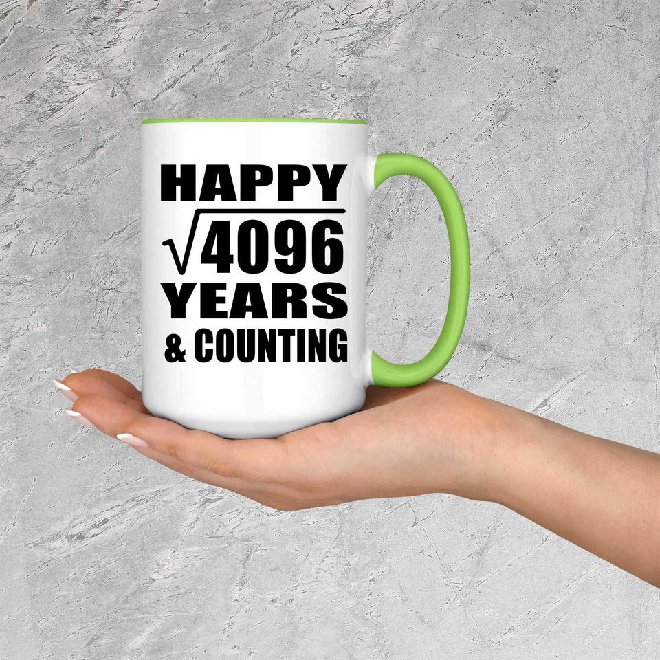 Happy 64th Anniversary Square Root of 4096 Years & Counting - 15oz Accent Mug Green