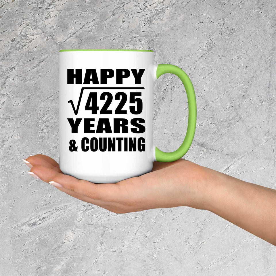 Happy 65th Anniversary Square Root of 4225 Years & Counting - 15oz Accent Mug Green