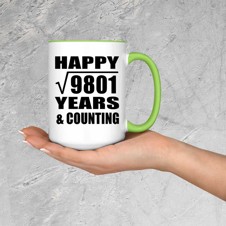 Happy 99th Anniversary Square Root of 9801 Years & Counting - 15oz Accent Mug Green