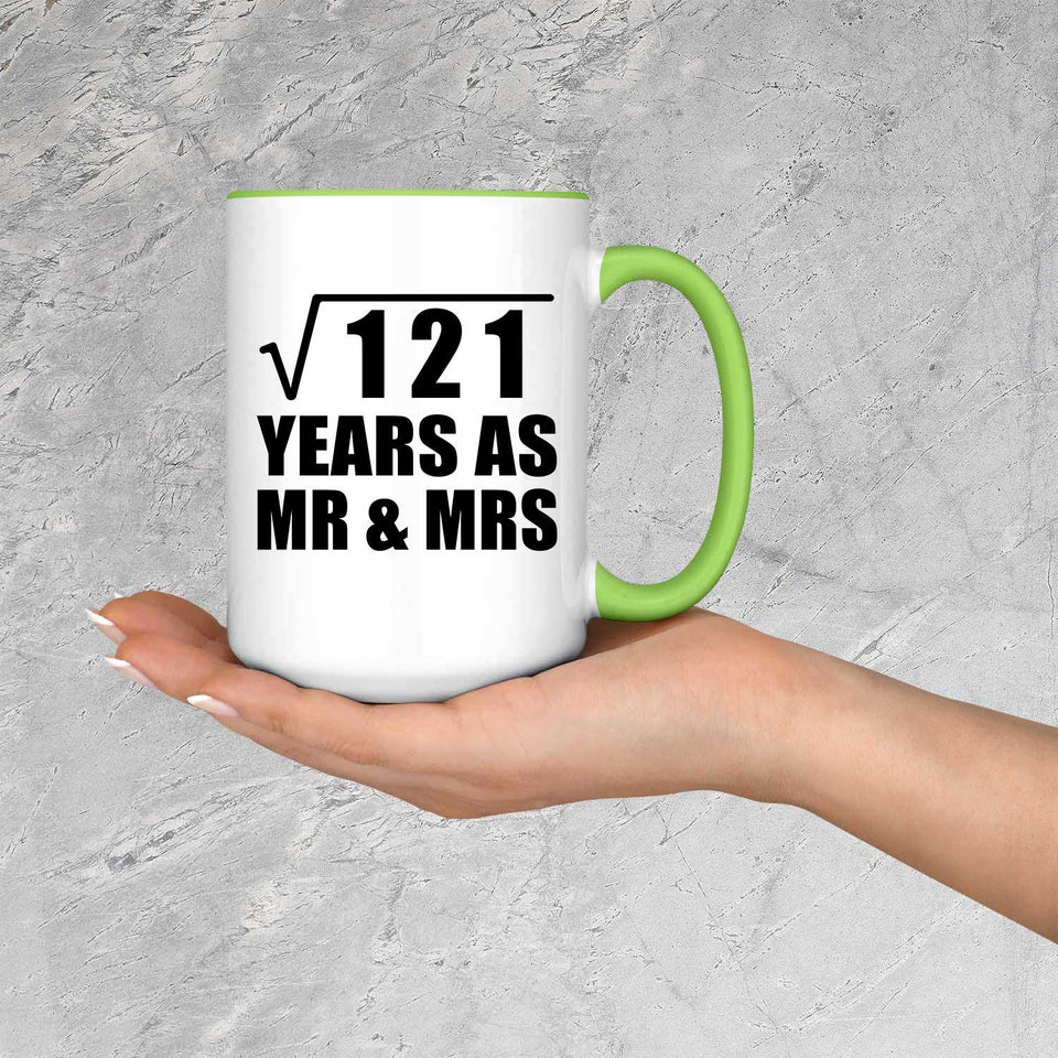 11th Anniversary Square Root of 121 Years As Mr & Mrs - 15oz Accent Mug Green