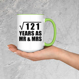 11th Anniversary Square Root of 121 Years As Mr & Mrs - 15oz Accent Mug Green