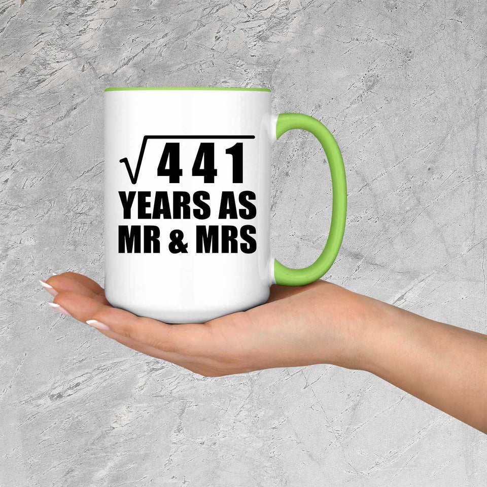 21st Anniversary Square Root of 441 Years As Mr & Mrs - 15oz Accent Mug Green