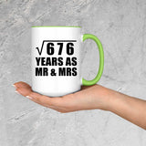 26th Anniversary Square Root of 676 Years As Mr & Mrs - 15oz Accent Mug Green