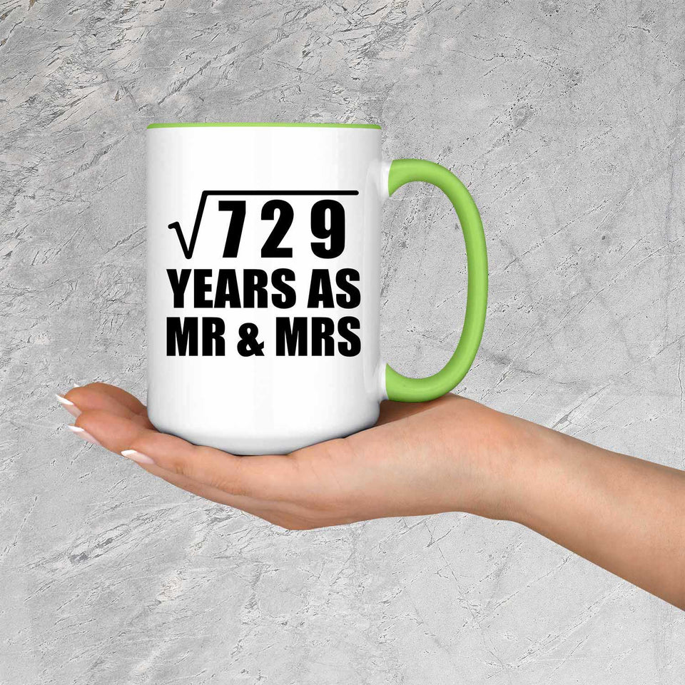 27th Anniversary Square Root of 729 Years As Mr & Mrs - 15oz Accent Mug Green