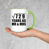 27th Anniversary Square Root of 729 Years As Mr & Mrs - 15oz Accent Mug Green