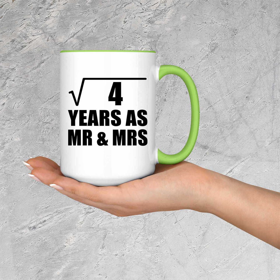 2nd Anniversary Square Root of 4 Years As Mr & Mrs - 15oz Accent Mug Green