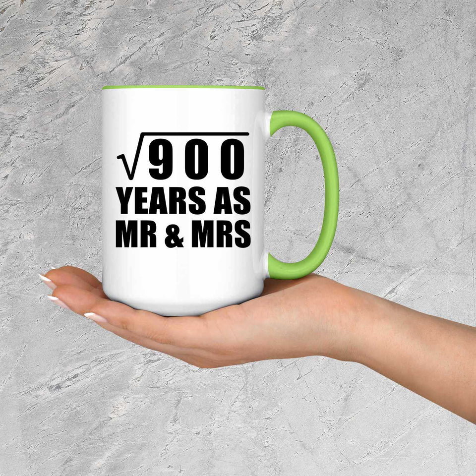 30th Anniversary Square Root of 900 Years As Mr & Mrs - 15oz Accent Mug Green