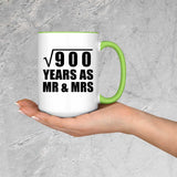 30th Anniversary Square Root of 900 Years As Mr & Mrs - 15oz Accent Mug Green