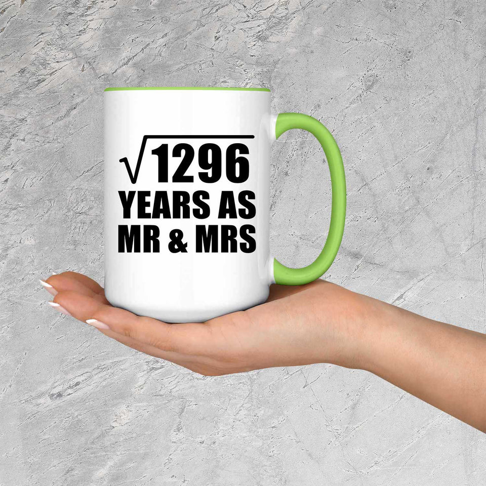 36th Anniversary Square Root of 1296 Years As Mr & Mrs - 15oz Accent Mug Green