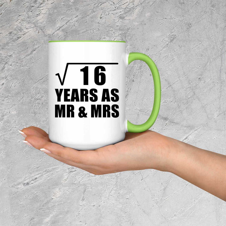 4th Anniversary Square Root of 16 Years As Mr & Mrs - 15oz Accent Mug Green