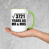 61st Anniversary Square Root of 3721 Years As Mr & Mrs - 15oz Accent Mug Green