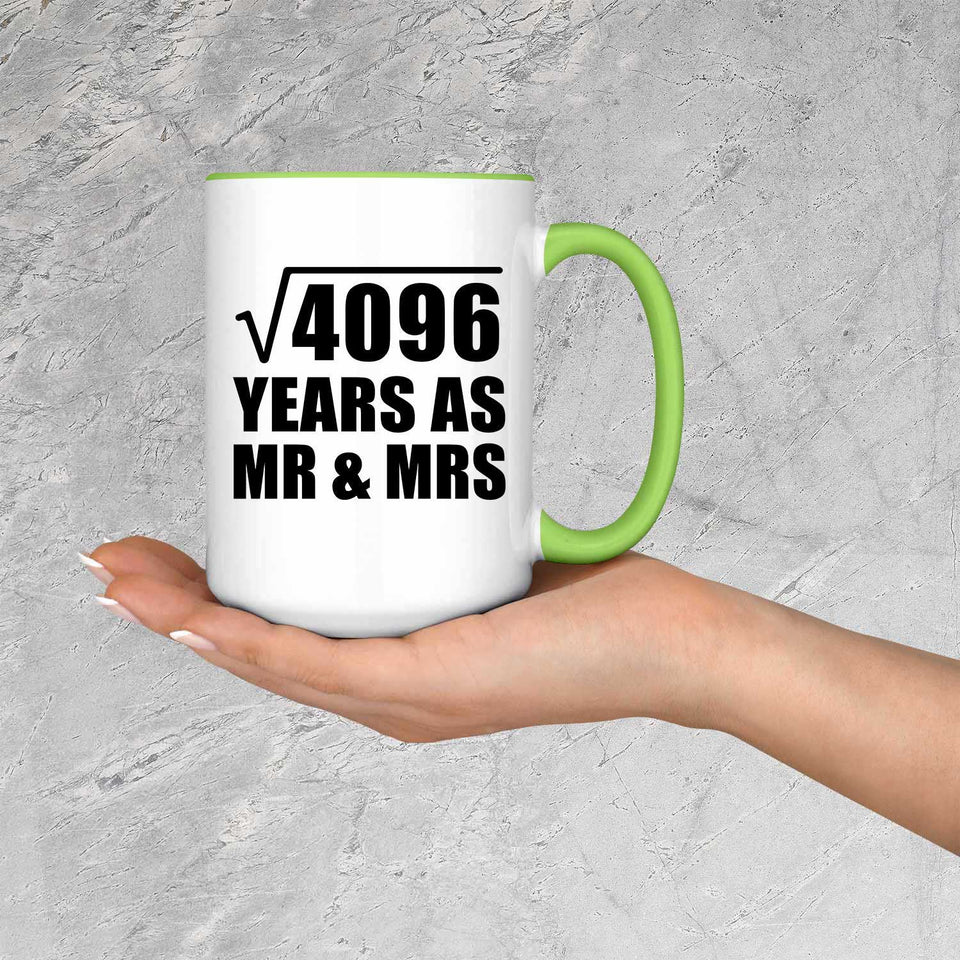 64th Anniversary Square Root of 4096 Years As Mr & Mrs - 15oz Accent Mug Green