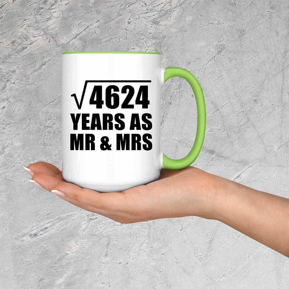 68th Anniversary Square Root of 4624 Years As Mr & Mrs - 15oz Accent Mug Green