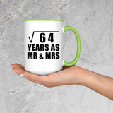 8th Anniversary Square Root of 64 Years As Mr & Mrs - 15oz Accent Mug Green