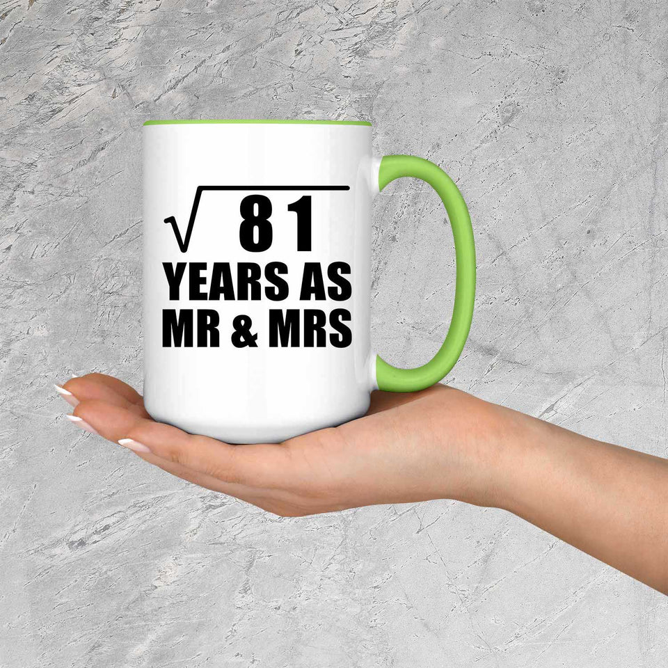 9th Anniversary Square Root of 81 Years As Mr & Mrs - 15oz Accent Mug Green