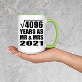 64th Anniversary Square Root of 4096 Years As Mr & Mrs 2021 - 15oz Accent Mug Green