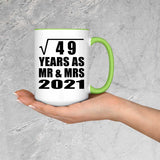 7th Anniversary Square Root of 49 Years As Mr & Mrs 2021 - 15oz Accent Mug Green