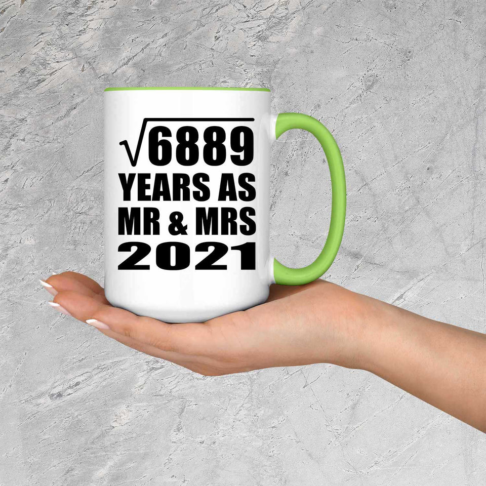 83rd Anniversary Square Root of 6889 Years As Mr & Mrs 2021 - 15oz Accent Mug Green