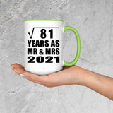 9th Anniversary Square Root of 81 Years As Mr & Mrs 2021 - 15oz Accent Mug Green