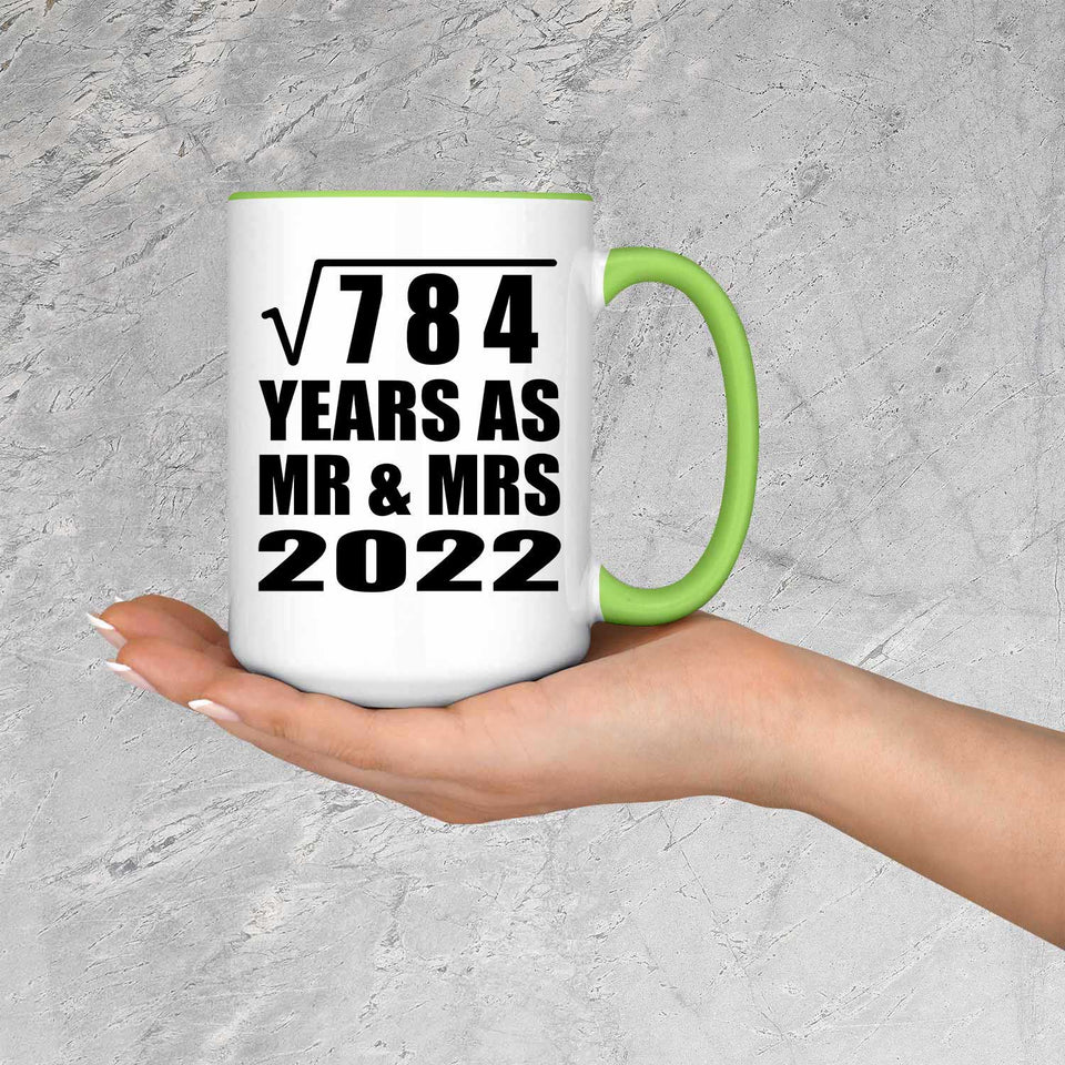 28th Anniversary Square Root of 784 Years As Mr & Mrs 2022 - 15oz Accent Mug Green