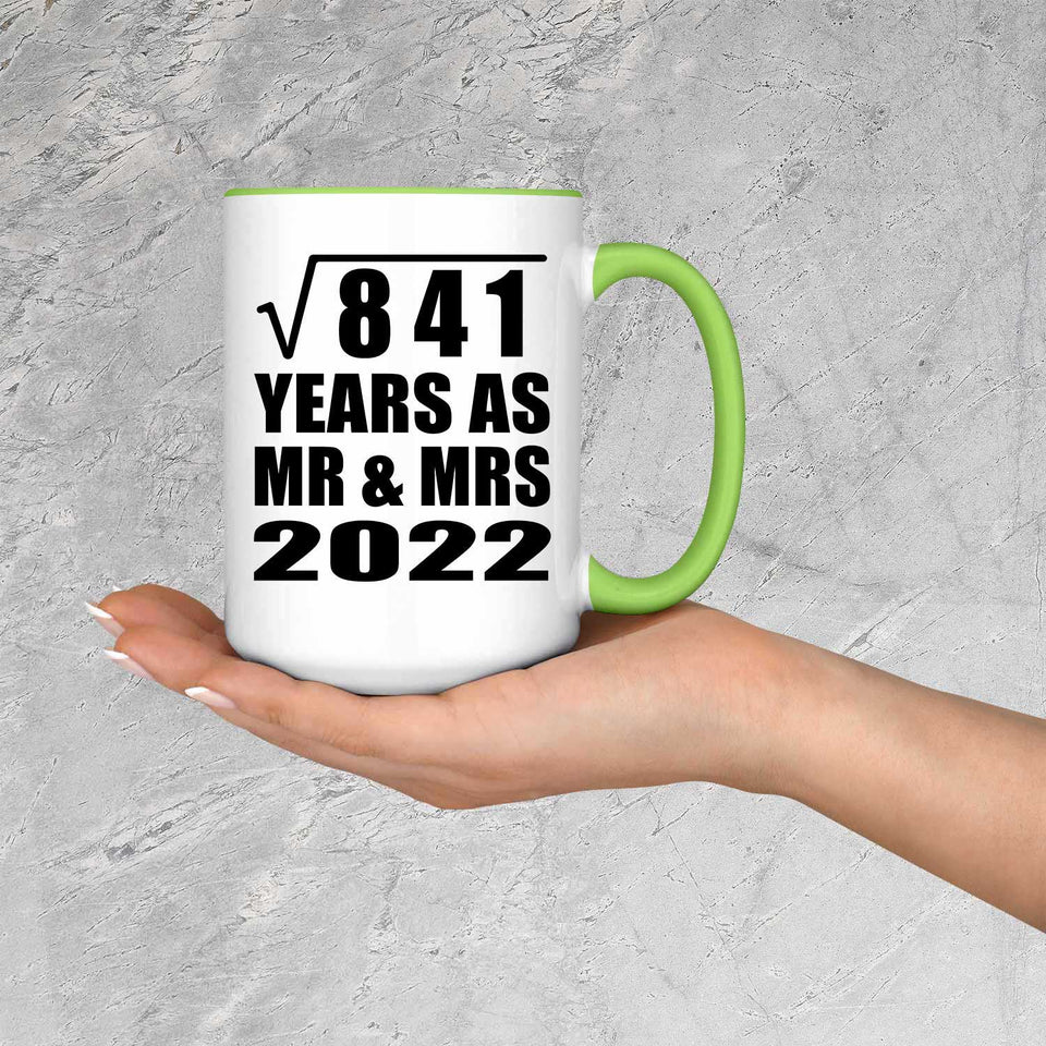 29th Anniversary Square Root of 841 Years As Mr & Mrs 2022 - 15oz Accent Mug Green