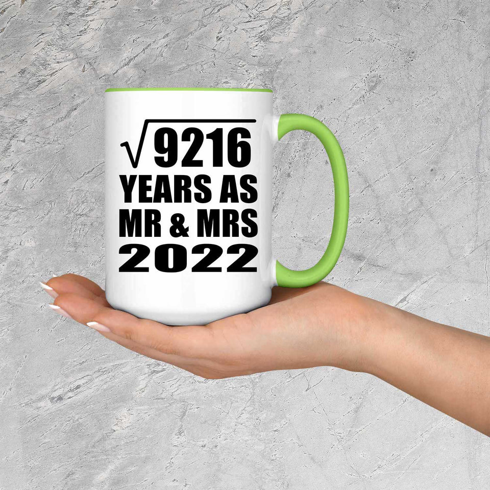 96th Anniversary Square Root of 9216 Years As Mr & Mrs 2022 - 15oz Accent Mug Green
