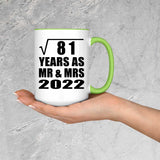 9th Anniversary Square Root of 81 Years As Mr & Mrs 2022 - 15oz Accent Mug Green