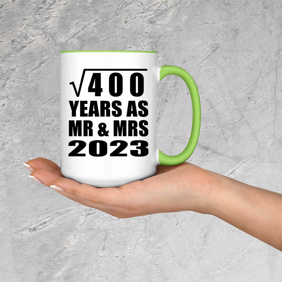 20th Anniversary Square Root of 400 Years As Mr & Mrs 2023 - 15oz Accent Mug Green