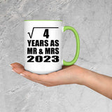 2nd Anniversary Square Root of 4 Years As Mr & Mrs 2023 - 15oz Accent Mug Green