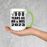 30th Anniversary Square Root of 900 Years As Mr & Mrs 2023 - 15oz Accent Mug Green
