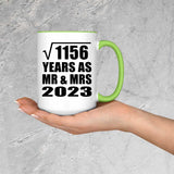 34th Anniversary Square Root of 1156 Years As Mr & Mrs 2023 - 15oz Accent Mug Green