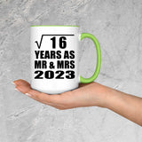 4th Anniversary Square Root of 16 Years As Mr & Mrs 2023 - 15oz Accent Mug Green
