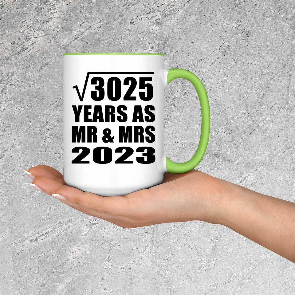 55th Anniversary Square Root of 3025 Years As Mr & Mrs 2023 - 15oz Accent Mug Green