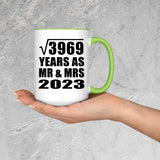 63rd Anniversary Square Root of 3969 Years As Mr & Mrs 2023 - 15oz Accent Mug Green
