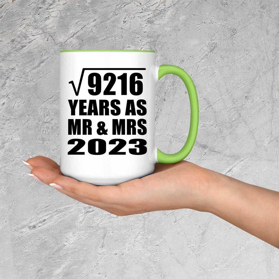 96th Anniversary Square Root of 9216 Years As Mr & Mrs 2023 - 15oz Accent Mug Green