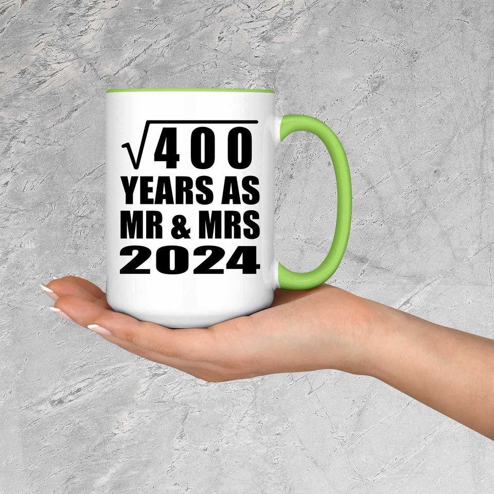 20th Anniversary Square Root of 400 Years As Mr & Mrs 2024 - 15oz Accent Mug Green