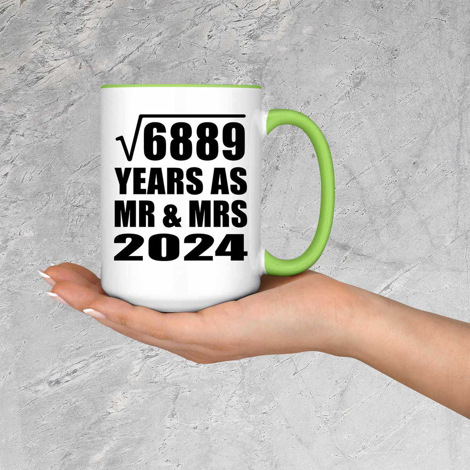 83rd Anniversary Square Root of 6889 Years As Mr & Mrs 2024 - 15oz Accent Mug Green