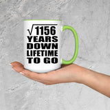 34th Anniversary Square Root of 1156 Years Lifetime To Go - 15oz Accent Mug Green