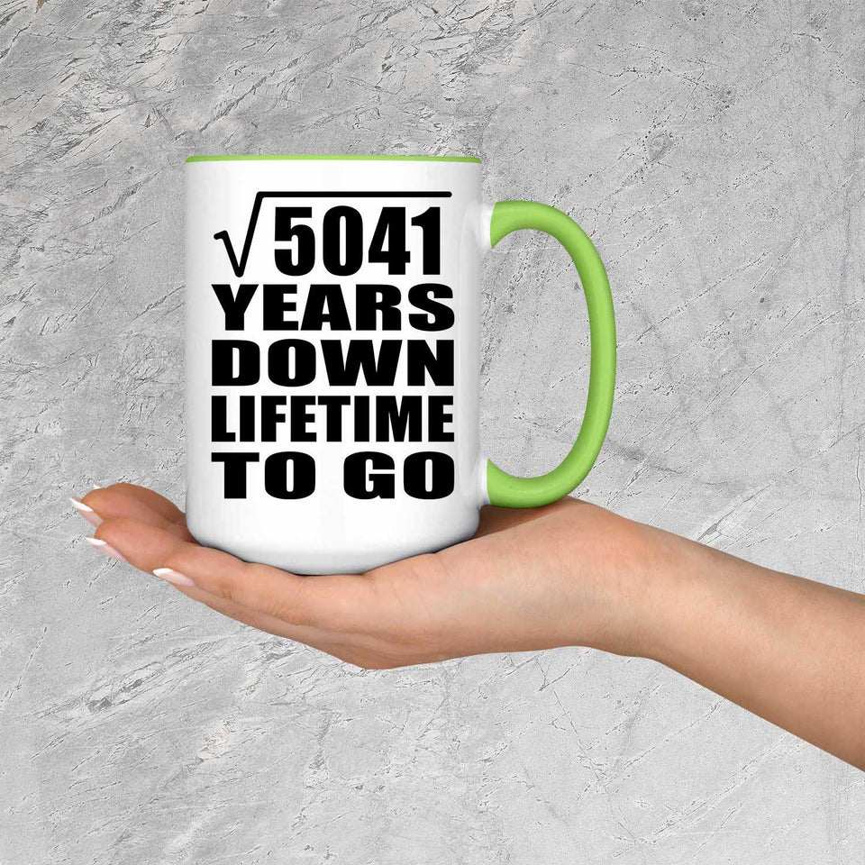 71st Anniversary Square Root of 5041 Years Lifetime To Go - 15oz Accent Mug Green