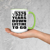 73rd Anniversary Square Root of 5329 Years Lifetime To Go - 15oz Accent Mug Green