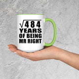 22nd Anniversary Square Root of 484 Years of Being Mr Right - 15oz Accent Mug Green