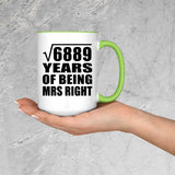 83rd Anniversary Square Root of 6889 Years of Being Mrs Right - 15oz Accent Mug Green