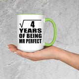 2nd Anniversary Square Root of 4 Years of Mr Perfect - 15oz Accent Mug Green