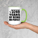 57th Anniversary Square Root of 3249 Years of Mr Perfect - 15oz Accent Mug Green