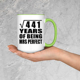 21st Anniversary Square Root of 441 Years of Mrs Perfect - 15oz Accent Mug Green